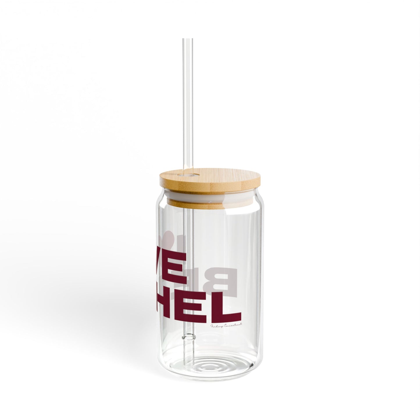 Love Bethel Glass Can with Straw and Lid, 16oz
