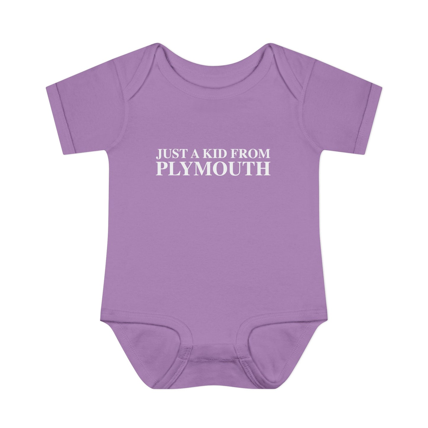 Just a kid from Plymouth Infant Baby Rib Bodysuit
