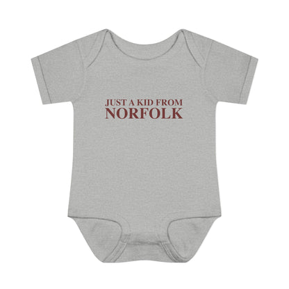 Just a kid from Plymouth Infant Baby Rib Bodysuit