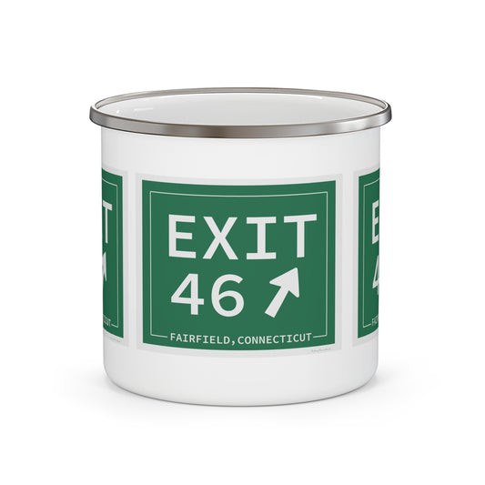 Vintage Exit 46 Merritt Parkway Sign Enamel Camping Mug