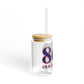 860 Old Saybrook Red, White & Blue Glass Can with Straw and Lid, 16oz