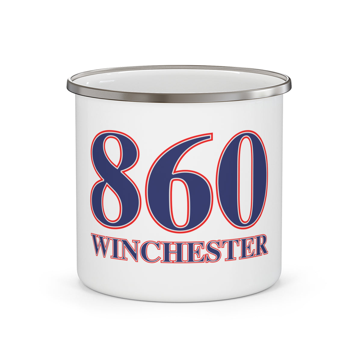 Winchester Red, White & Blue Enamel Camping Mug