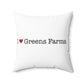 I Heart Greens Farms. Spun Polyester Square Pillow