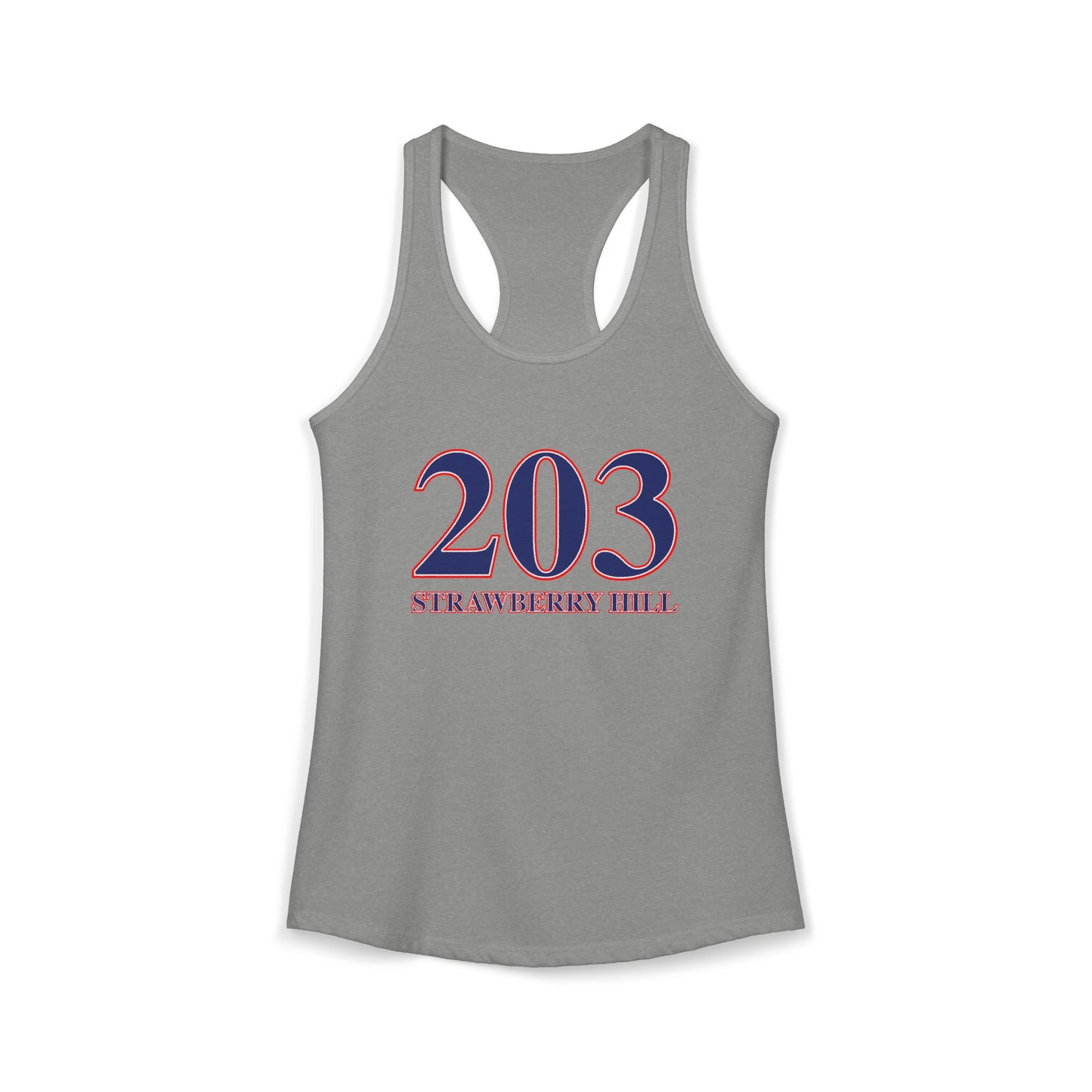 203 Strawberry Hill Red, White & Blue Women's Ideal Racerback Tank Top