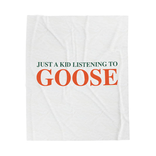 Just a kid listening to Goose  - Orange & Green Velveteen Plush Blanket
