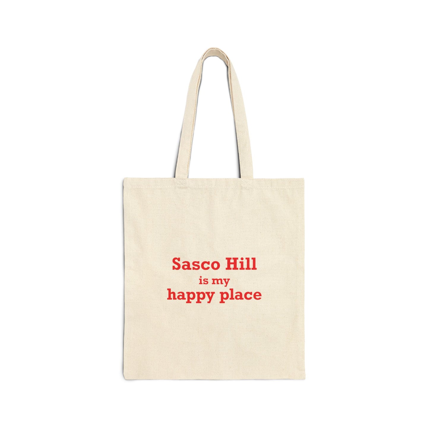Sasco Hill is My Happy Place Cotton Canvas Tote Bag