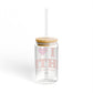 I Heart SHTN Glass Can with Straw and Lid, 16oz