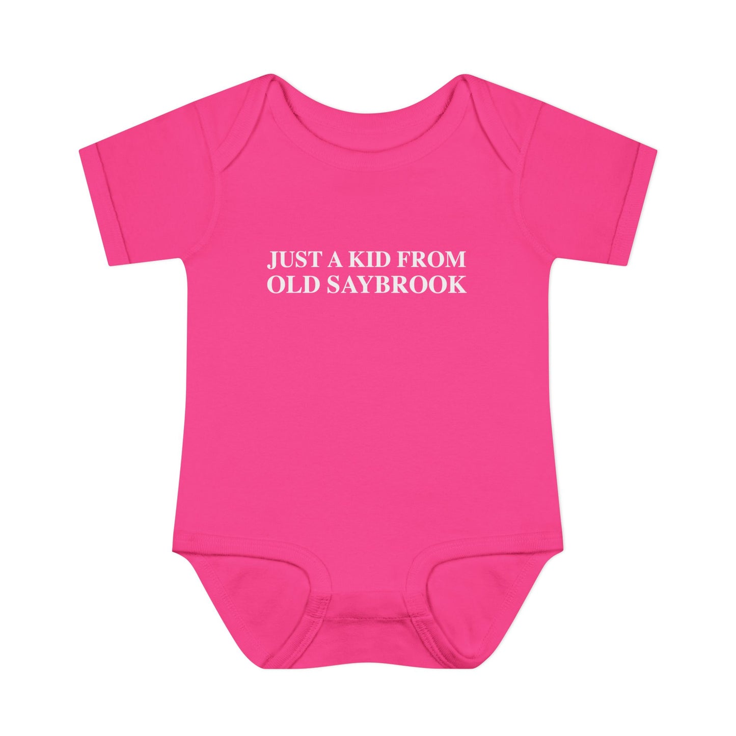 Just a kid from Old Saybrook Infant Baby Rib Bodysuit