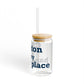 Clinton is My Happy Place Glass Can with Straw and Lid, 16oz