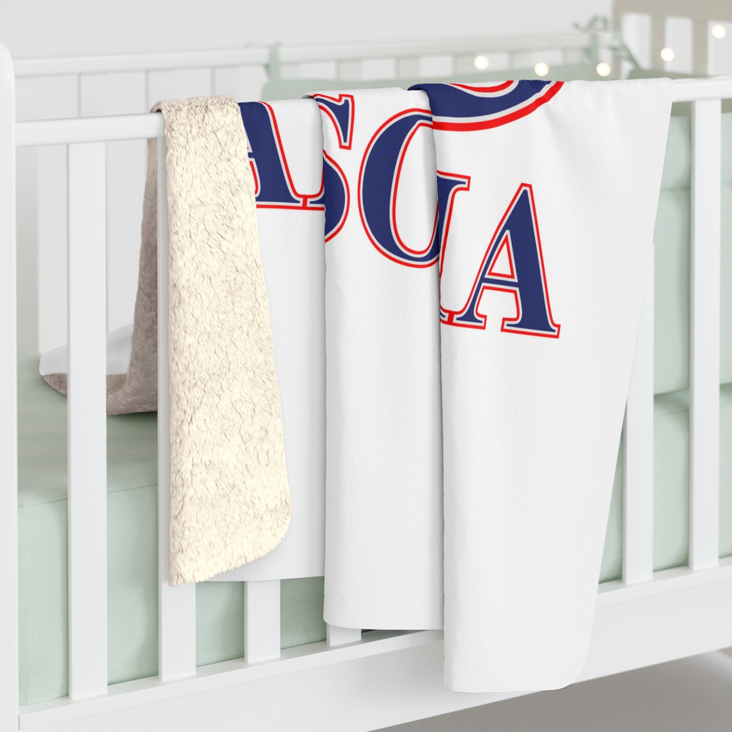 203 Ansonia Red White & Blue Sherpa Fleece Blanket