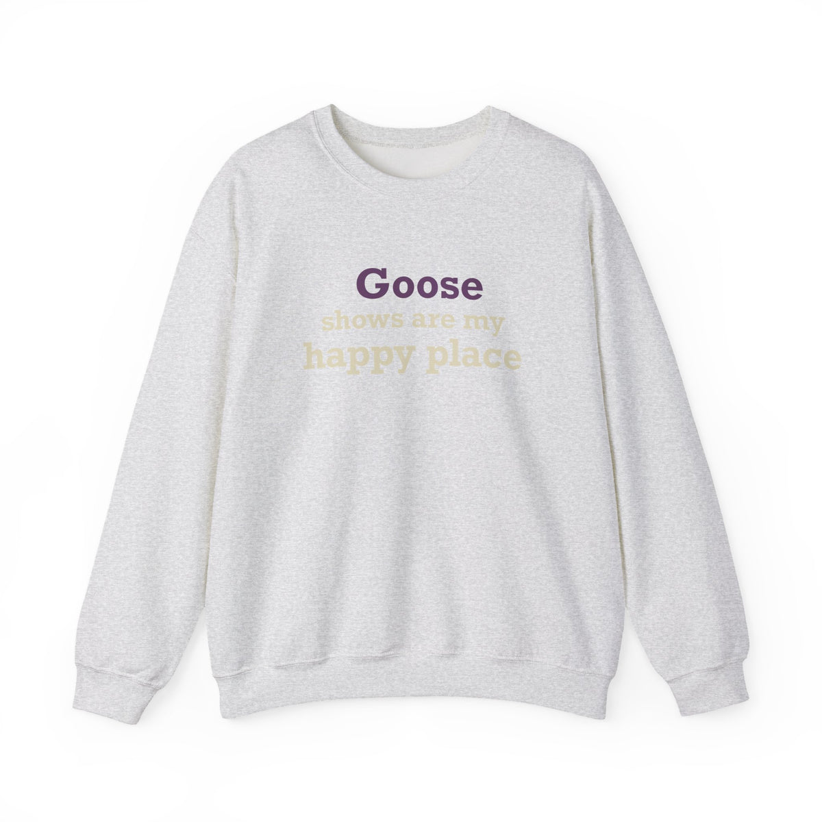 Goose Shows Are My Happy Place - Cream & Purple Unisex Heavy Blend™ Crewneck Sweatshirt