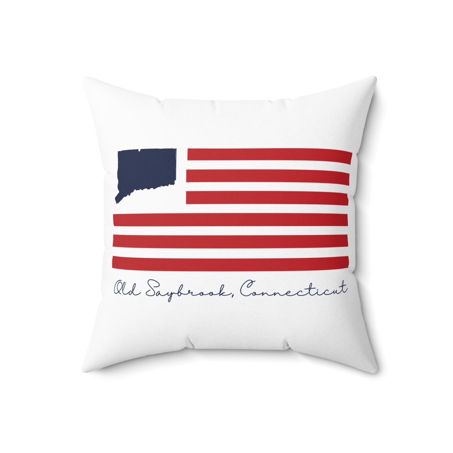 Old Saybrook Connecticut Flag Spun Polyester Square Pillow