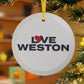 Love Weston Glass Ornaments