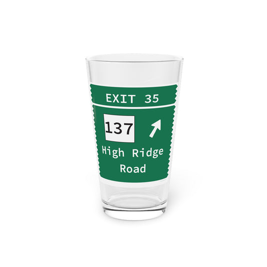 Vintage Merritt Parkway Exit 35 Sign Pint Glass, 16oz