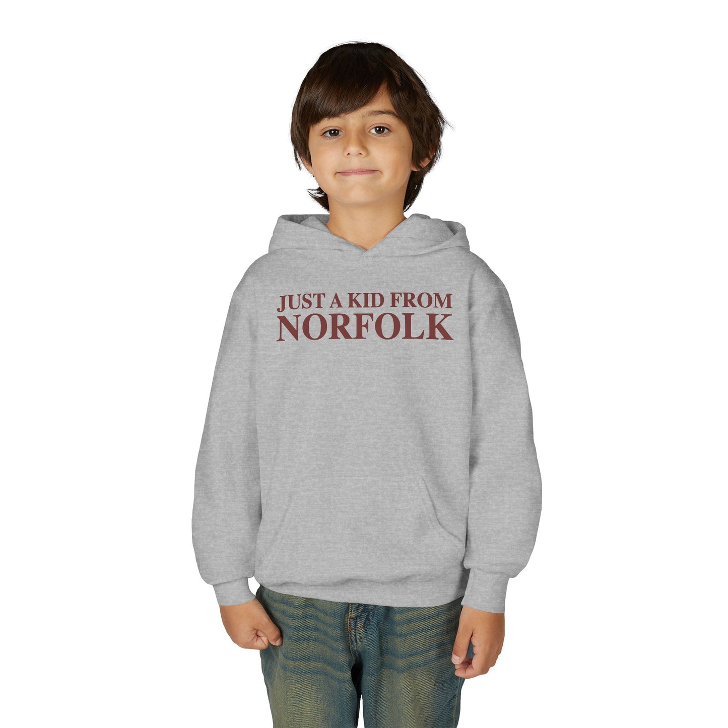 Just a kid from Norfolk Youth Heavy Blend Hooded Sweatshirt