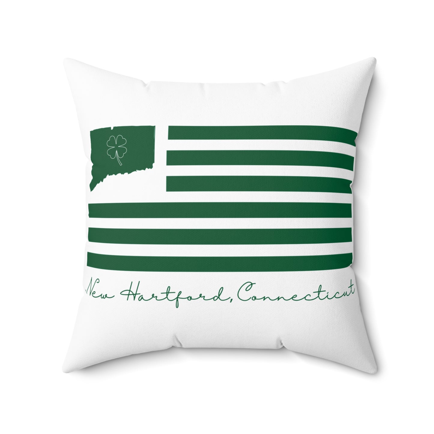 New Hartford Connecticut St. Patrick’s Day Flag Spun Polyester Square Pillow