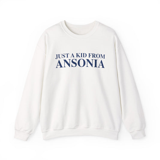 Just a kid from Ansonia Unisex Heavy Blend™ Crewneck Sweatshirt
