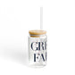 41 Tilt Greens Farms Glass Can with Straw and Lid, 16oz