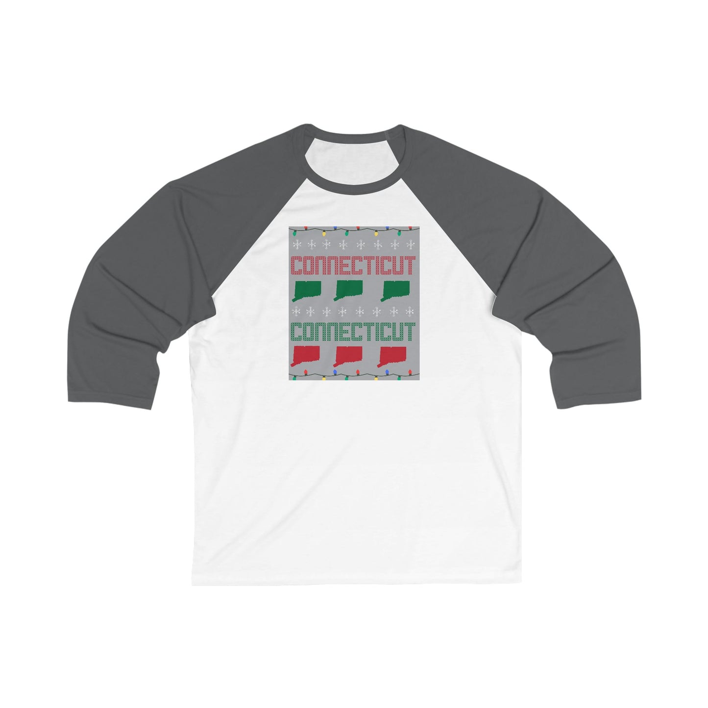 Connecticut Ugly Holiday Unisex 3\4 Sleeve Baseball T-Shirt
