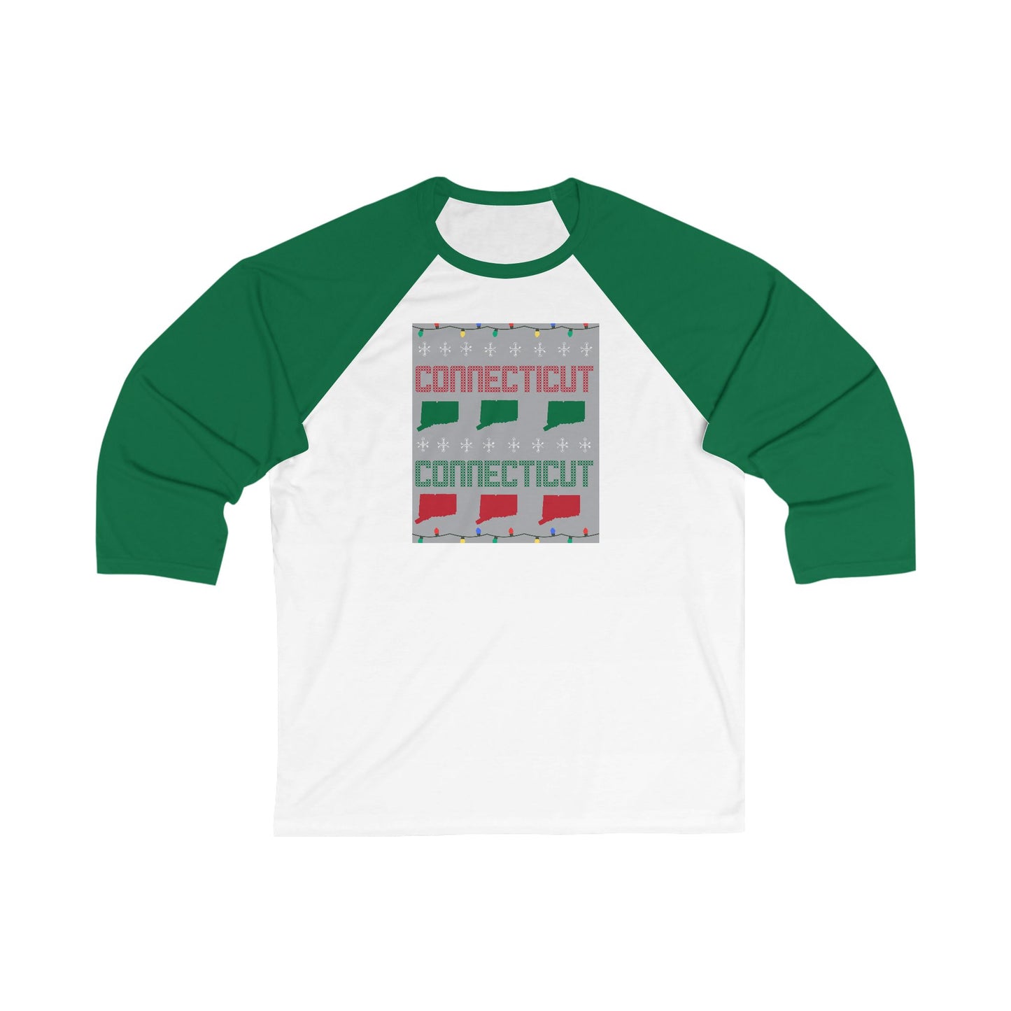 Connecticut Ugly Holiday Unisex 3\4 Sleeve Baseball T-Shirt