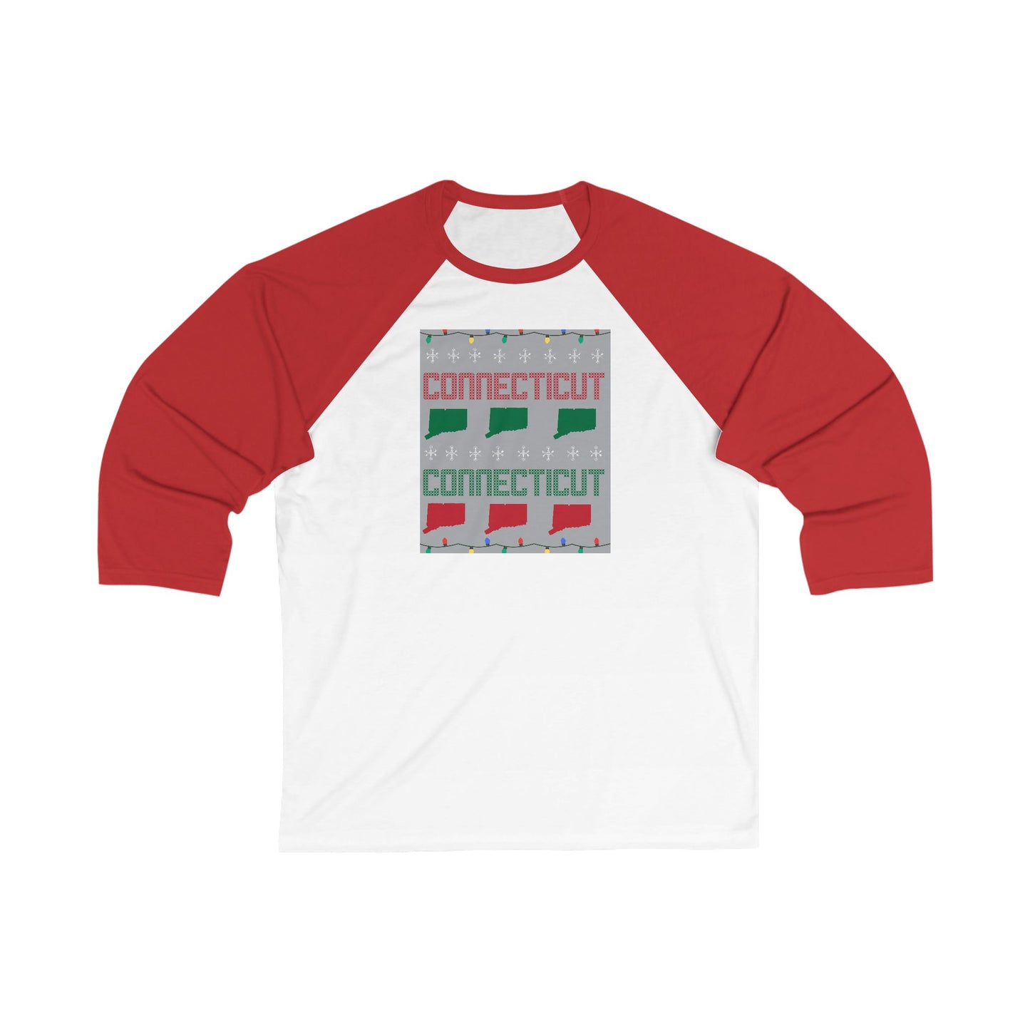 Connecticut Ugly Holiday Unisex 3\4 Sleeve Baseball T-Shirt