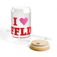 I Heart FFLD Glass Can with Straw and Lid, 16oz