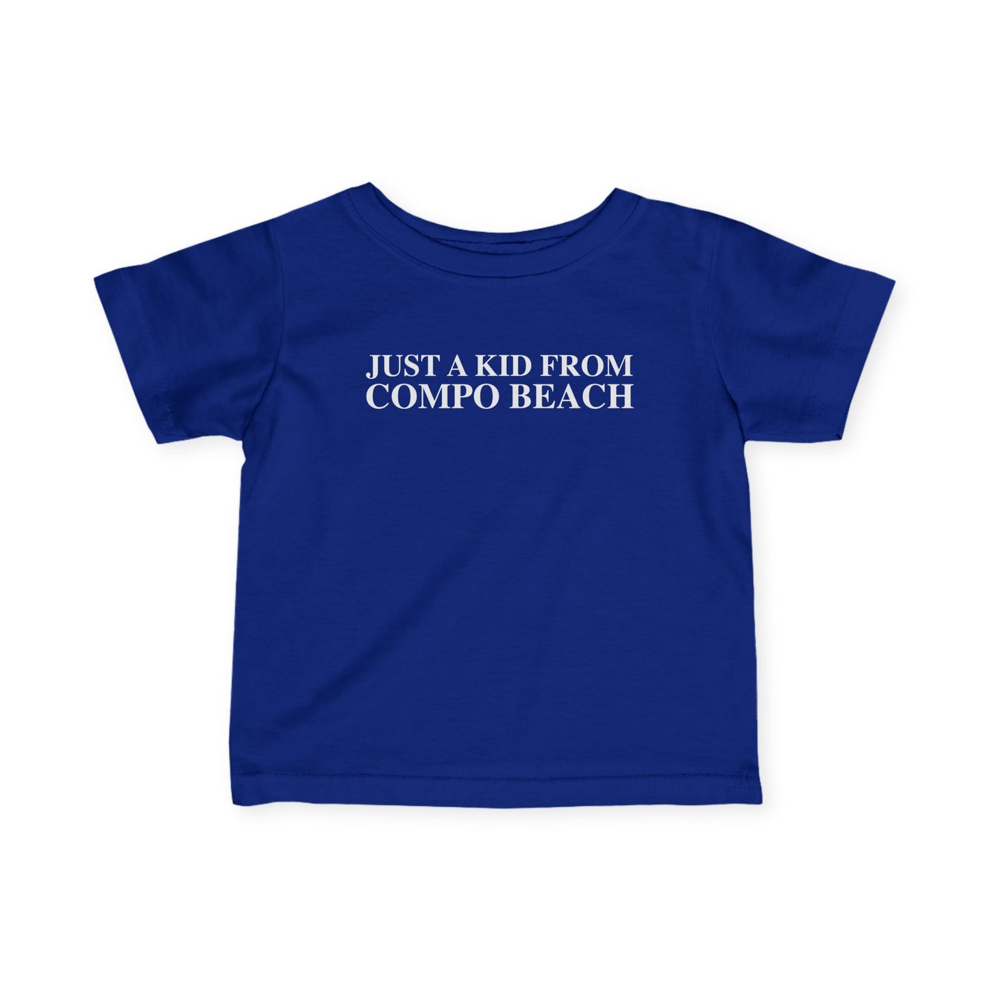 Just a kid from Compo Beach Infant Fine Jersey T-Shirt
