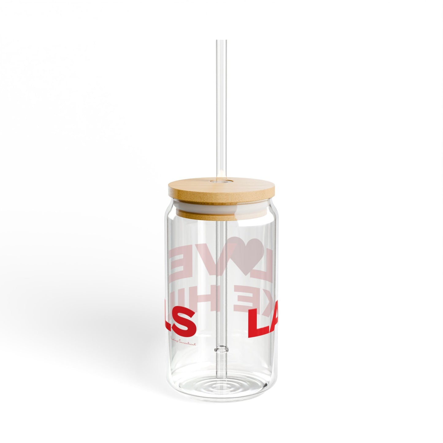 Love Lake Hills Glass Can with Straw and Lid, 16oz