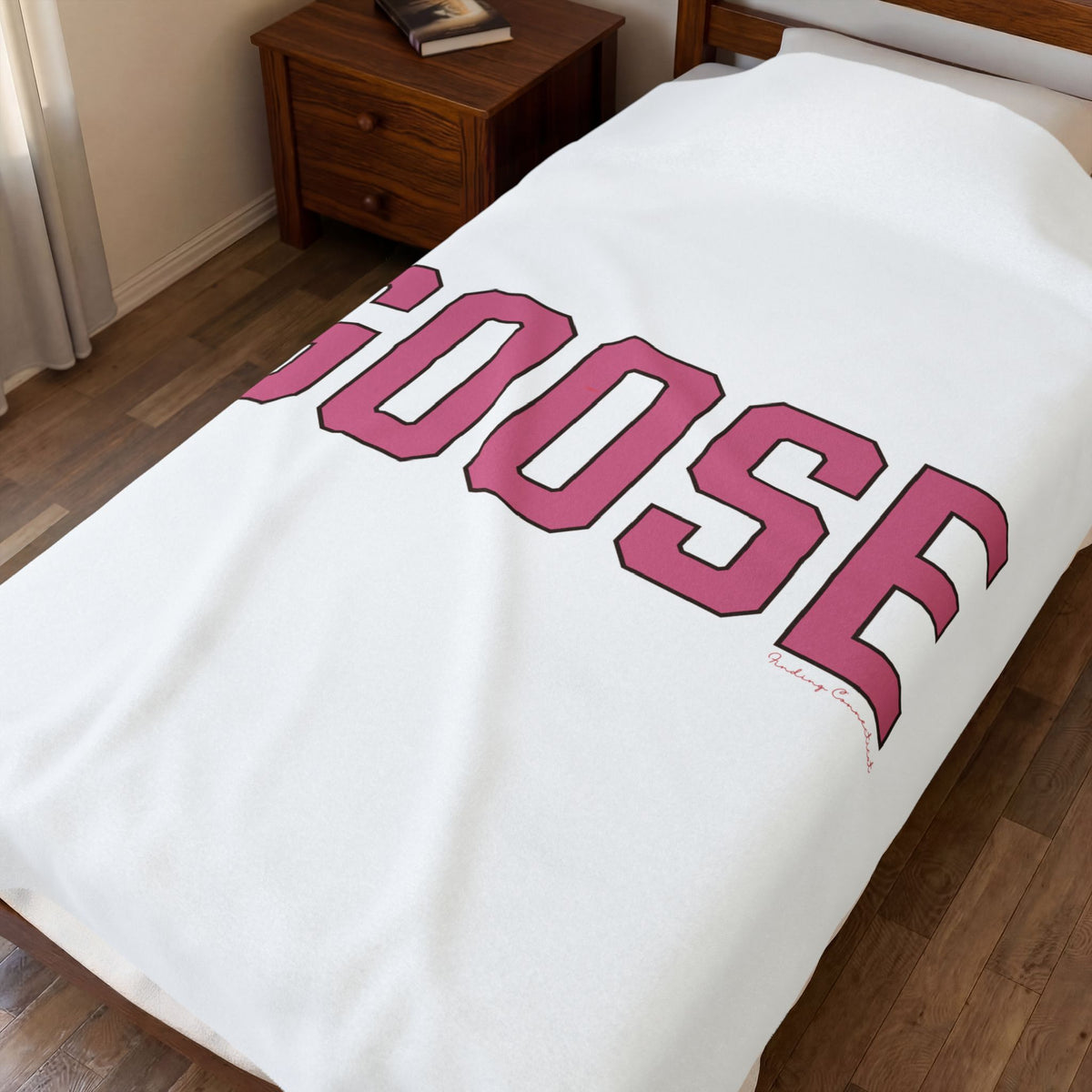Goose Zip Code Pink & Black Velveteen Plush Blanket