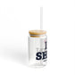 I Heart SHMN Glass Can with Straw and Lid, 16oz