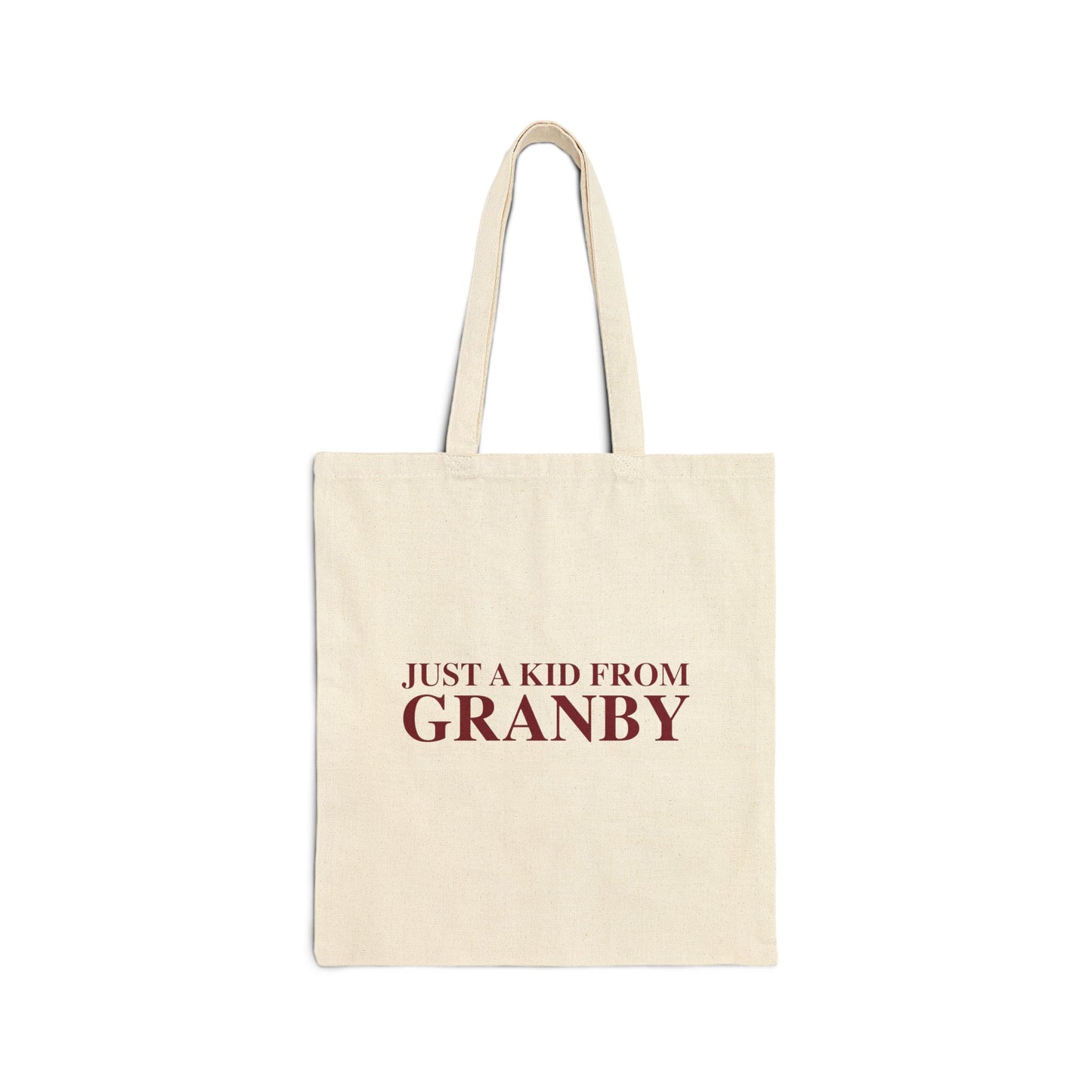 Just a kid from Granby Cotton Canvas Tote Bag