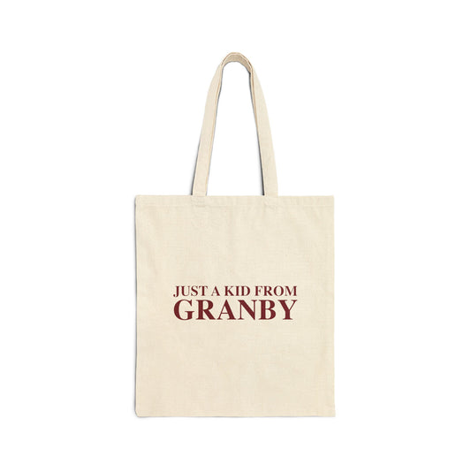 Just a kid from Granby Cotton Canvas Tote Bag