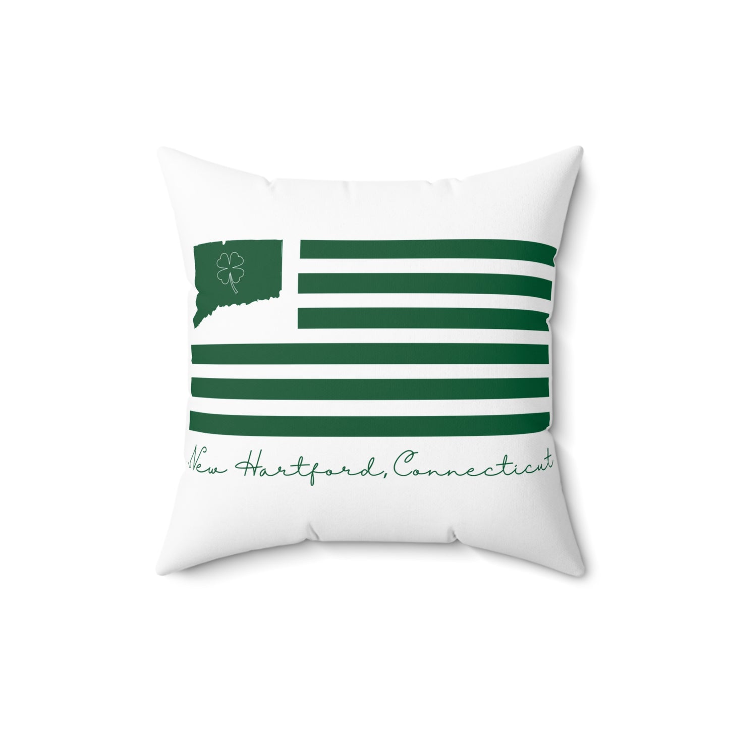 New Hartford Connecticut St. Patrick’s Day Flag Spun Polyester Square Pillow