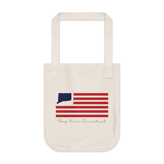 Deep River Connecticut Flag Organic Canvas Tote Bag