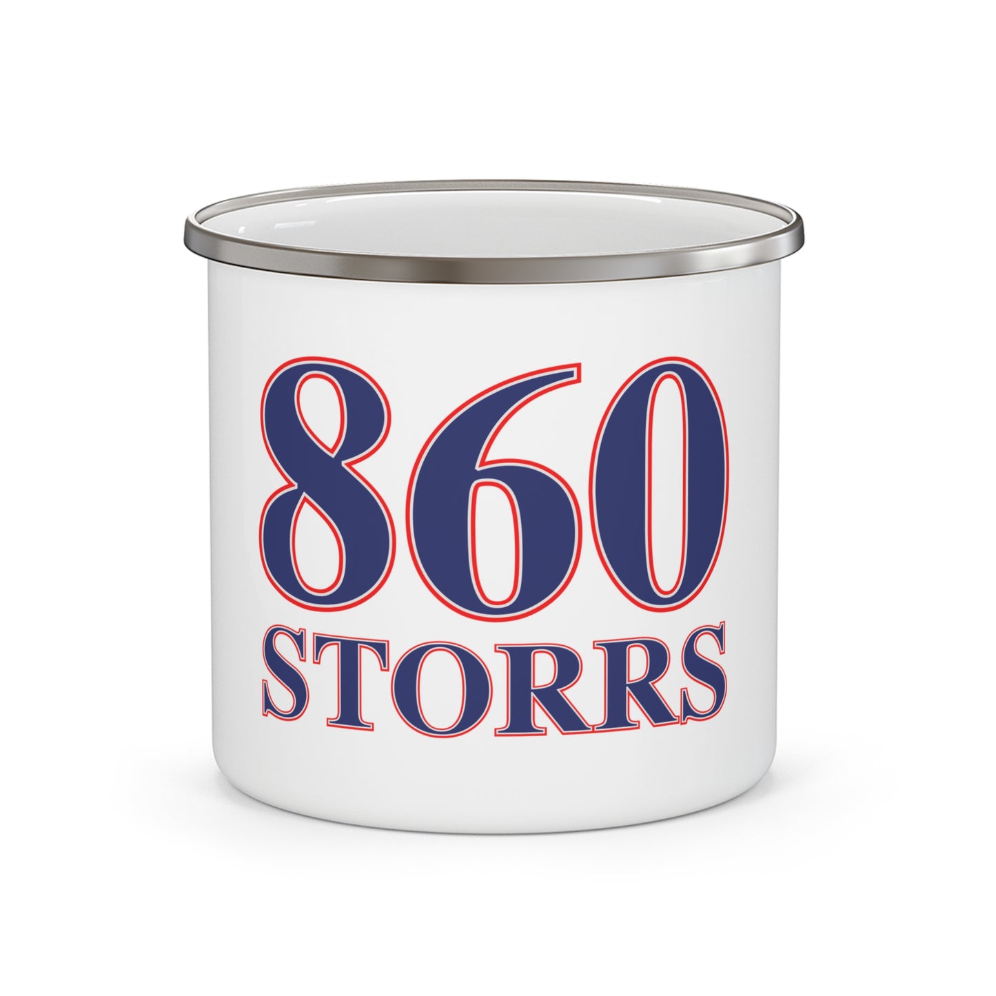 860 Storrs Red, White & Blue Enamel Camping Mug