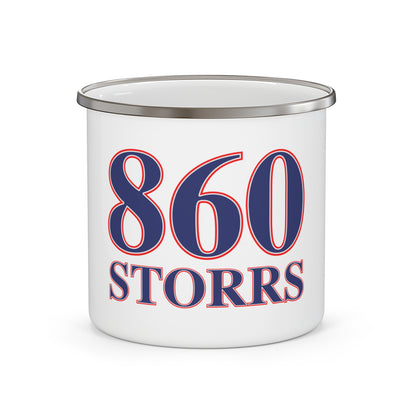 860 Storrs Red, White & Blue Enamel Camping Mug
