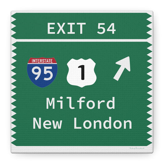 Vintage Merritt Parkway Exit 54 Sign Matte Canvas, Stretched, 1.25"
