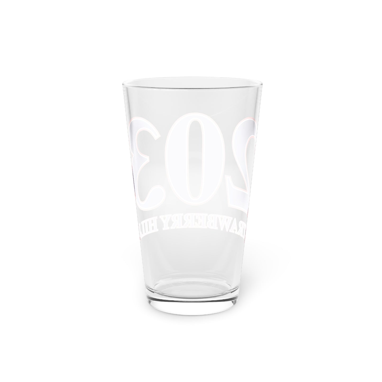 203 Strawberry Hill Red, White & Blue Pint Glass, 16oz