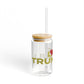 Love Trumbull Glass Can with Straw and Lid, 16oz