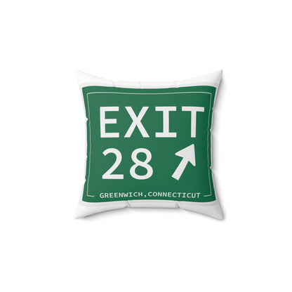 Vintage Exit 28 Merritt Parkway Sign Spun Polyester Square Pillow