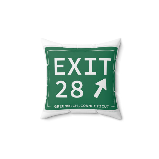 Vintage Exit 28 Merritt Parkway Sign Spun Polyester Square Pillow