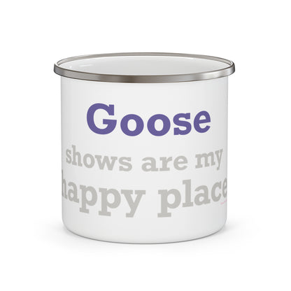 Goose Shows Are My Happy Place - Gray & Purple Enamel Camping Mug