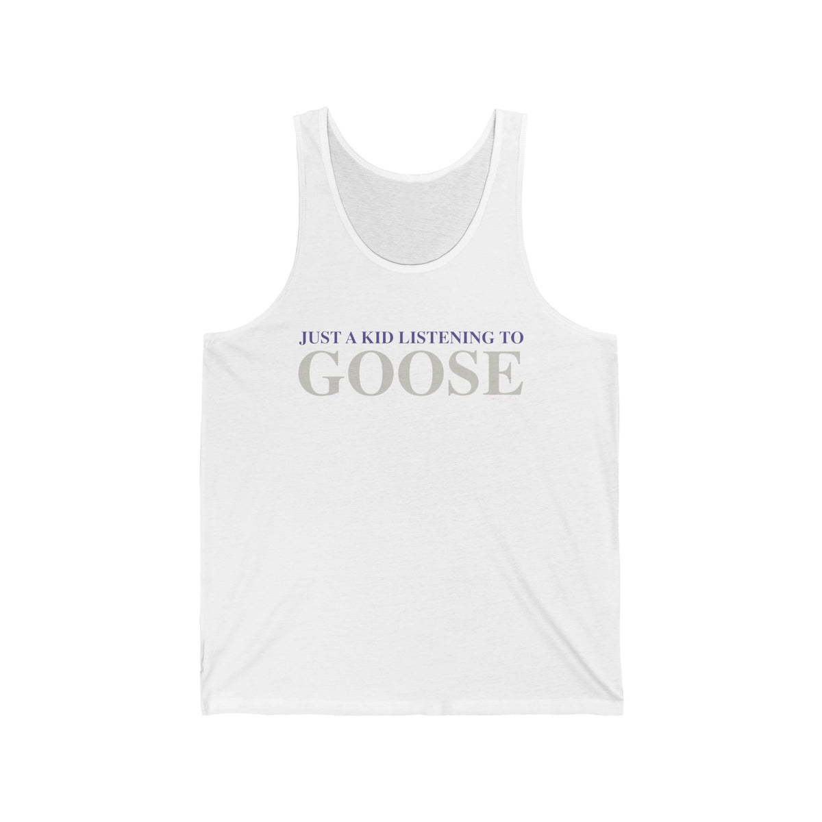 Copy of Just a kid listening to Goose - Gray & Purple Unisex Jersey Tank Top