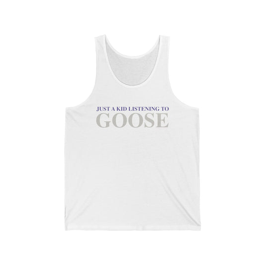 Copy of Just a kid listening to Goose - Gray & Purple Unisex Jersey Tank Top