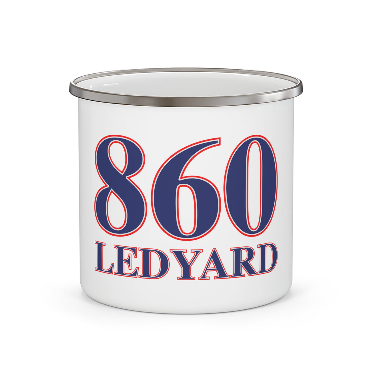 860 Ledyard Red, White & Blue Enamel Camping Mug