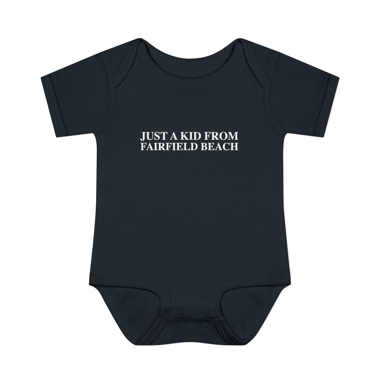 Just a kid from Fairfield Beach Infant Baby Rib Bodysuit