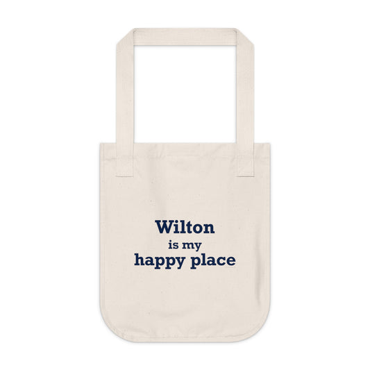 Wilton is my Happy Place Organic Canvas Tote Bag