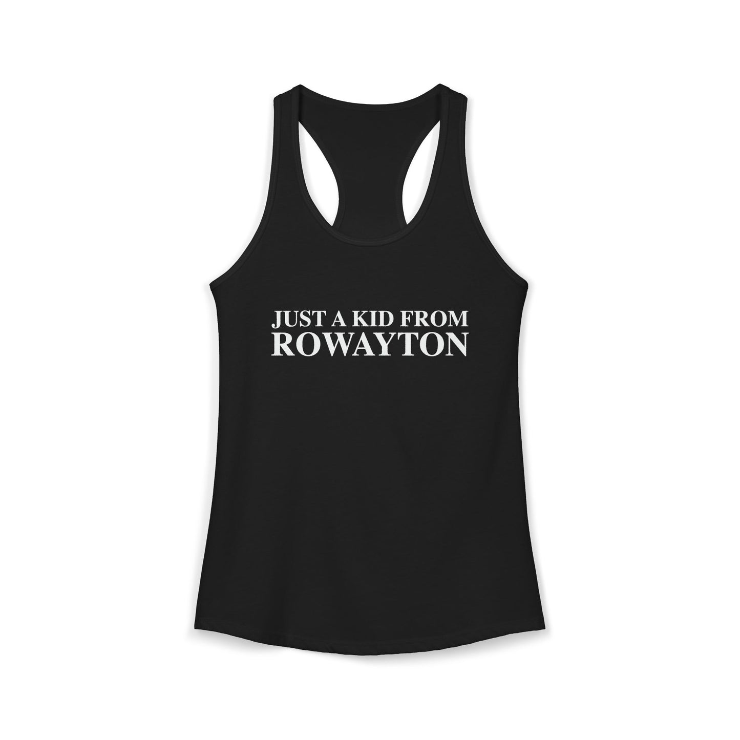 Just a kid from Rowayton Women's Ideal Racerback Tank Top