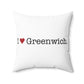 I Heart Greenwich. Spun Polyester Square Pillow