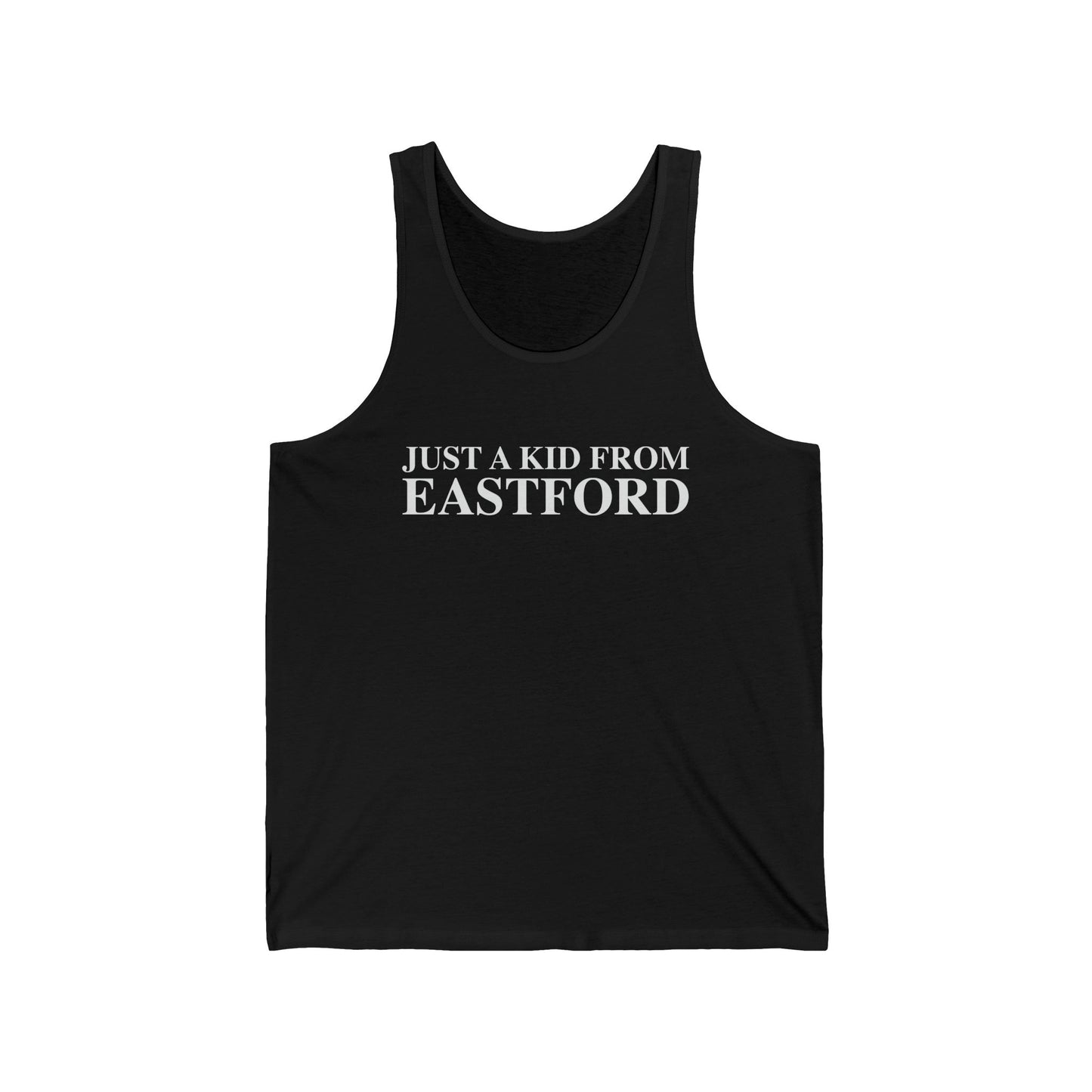 Just a kid from Eastford Unisex Jersey Tank Top